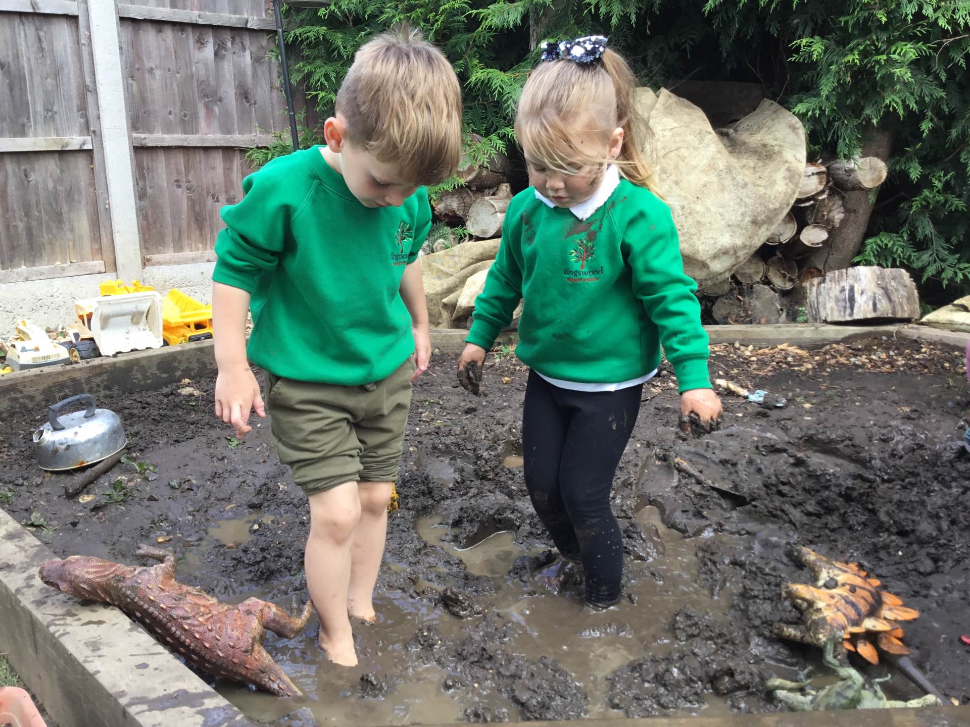 Children in mud